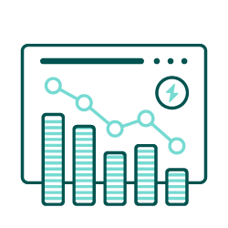 Icon of a dashboard with graphs and energy bolt symbol